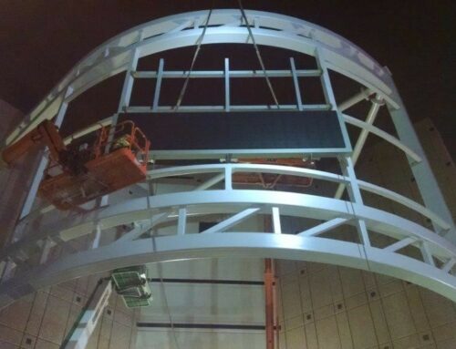 Curved metal beam for digital billboard