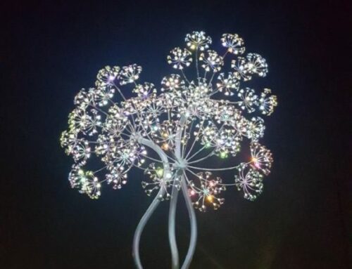 Metal flower sculpture